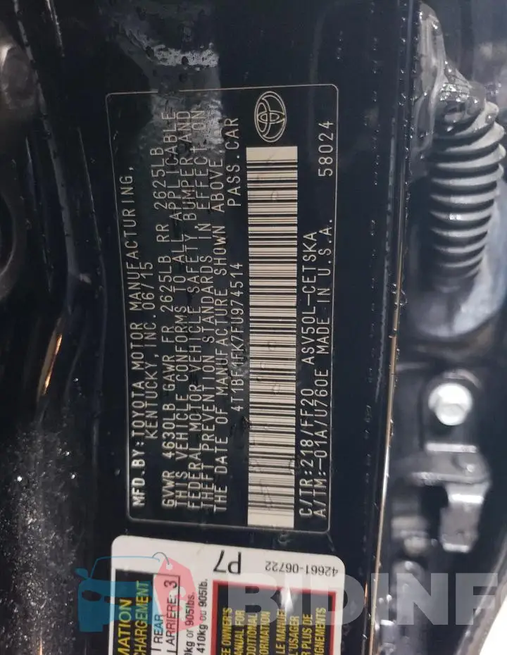 4T1BF1FK7FU974514 Photo# 13