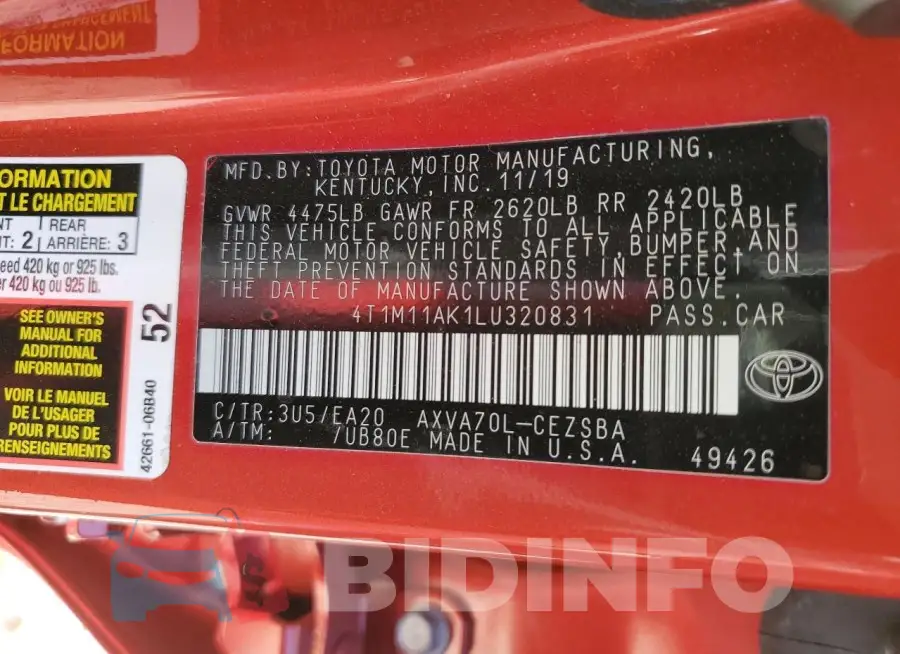 4T1M11AK1LU320831 Photo# 12