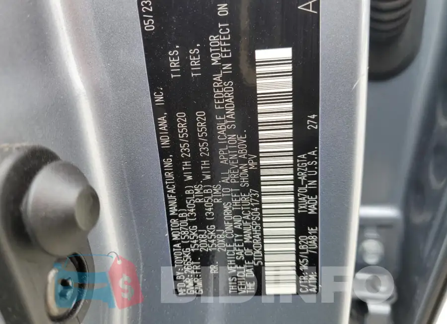 5TDKDRAH5PS041737 Photo# 13