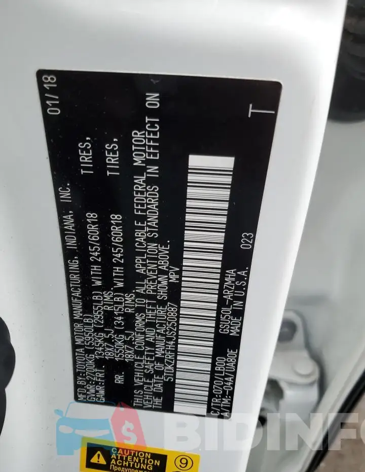 5TDKZRFH4JS250887 Photo# 13