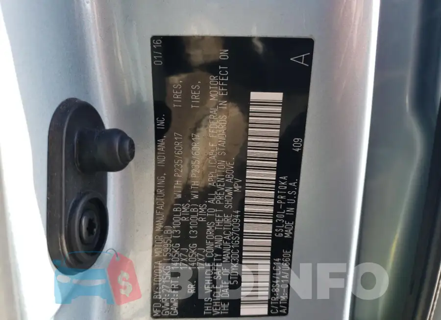 5TDYK3DC1GS700944 Photo# 13
