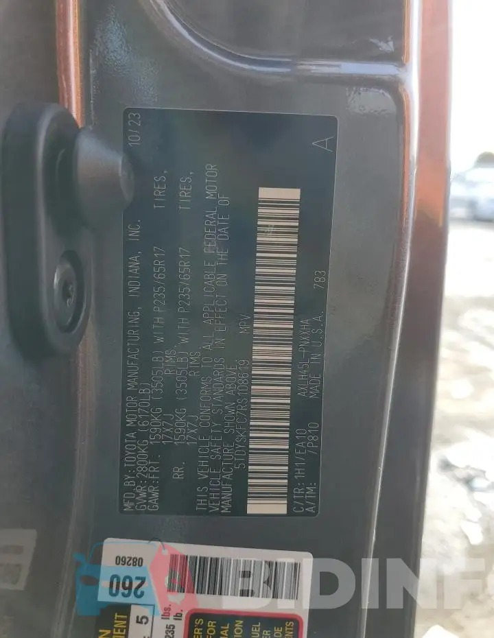 5TDYSKFC7RS108619 Photo# 13