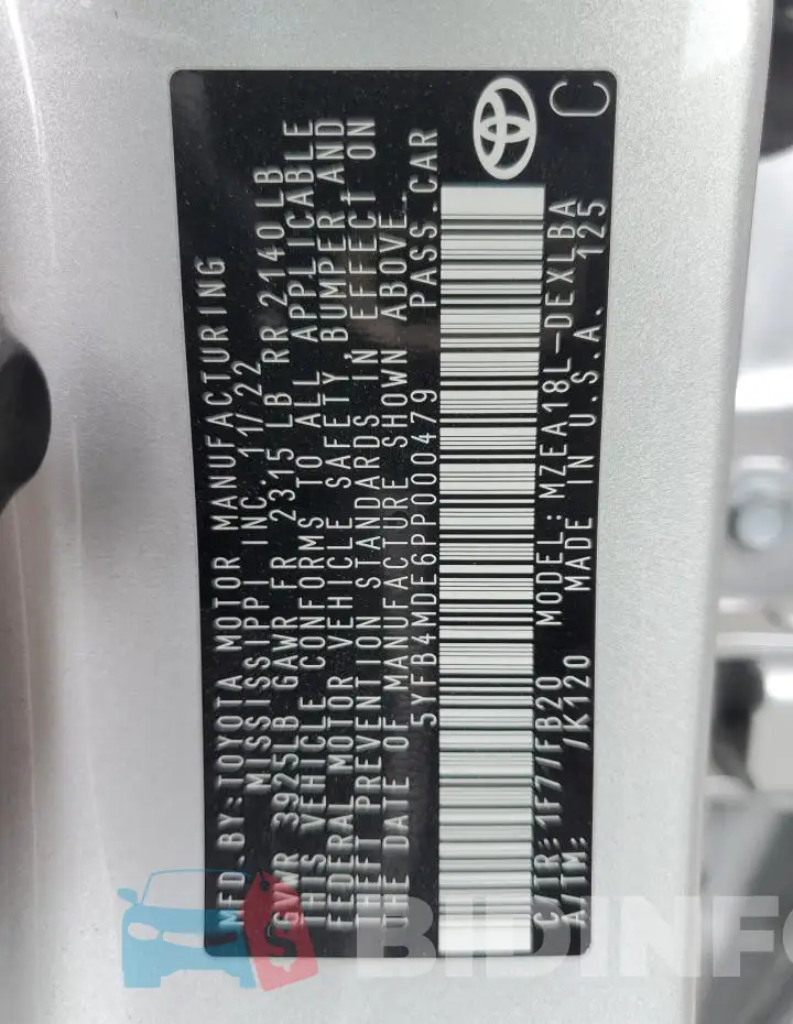 5YFB4MDE6PP000479 Photo# 12