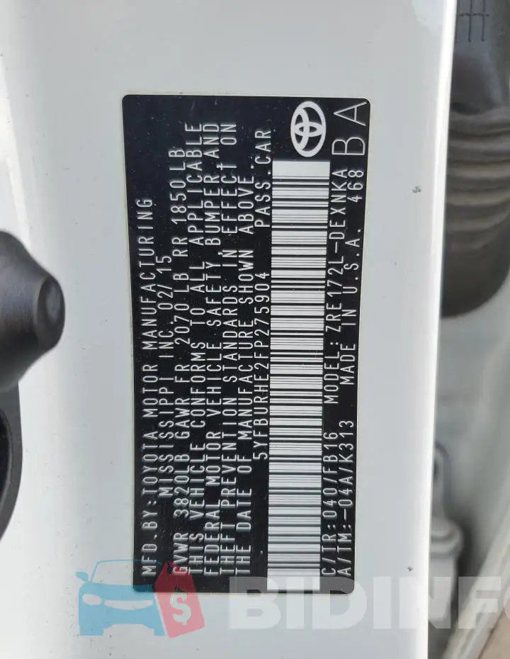 5YFBURHE2FP275904 Photo# 12