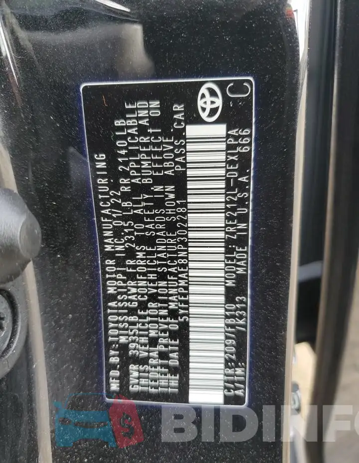 5YFEPMAE8NP302281 Photo# 12