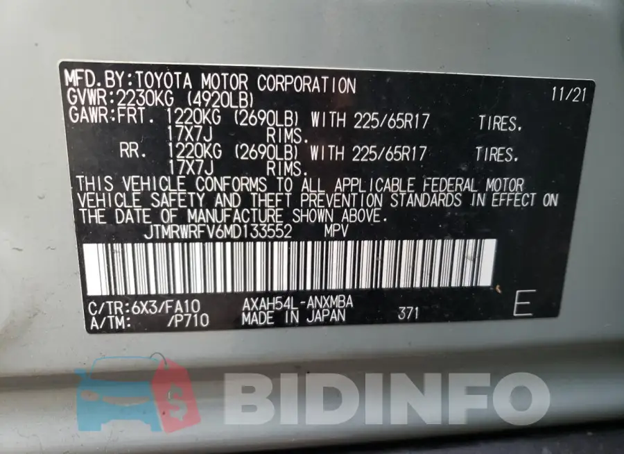 JTMRWRFV6MD133552 Photo# 12