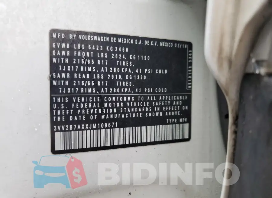 3VV2B7AXXJM109671 Photo# 12