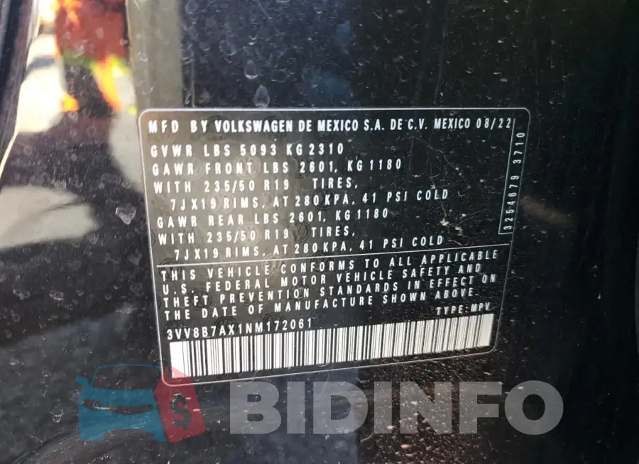 3VV8B7AX1NM172061 Photo# 14