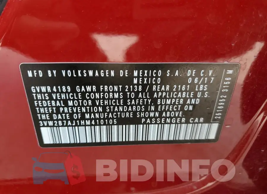 3VW2B7AJ1HM410105 Photo# 12