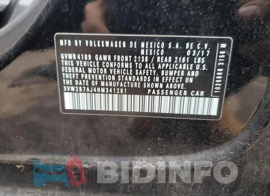 3VW2B7AJ4HM341281 Photo# 12