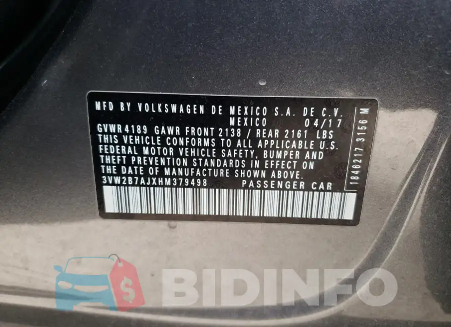 3VW2B7AJXHM379498 Photo# 12