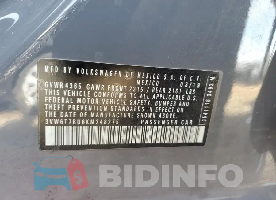 3VW6T7BU6KM248275 Photo# 13