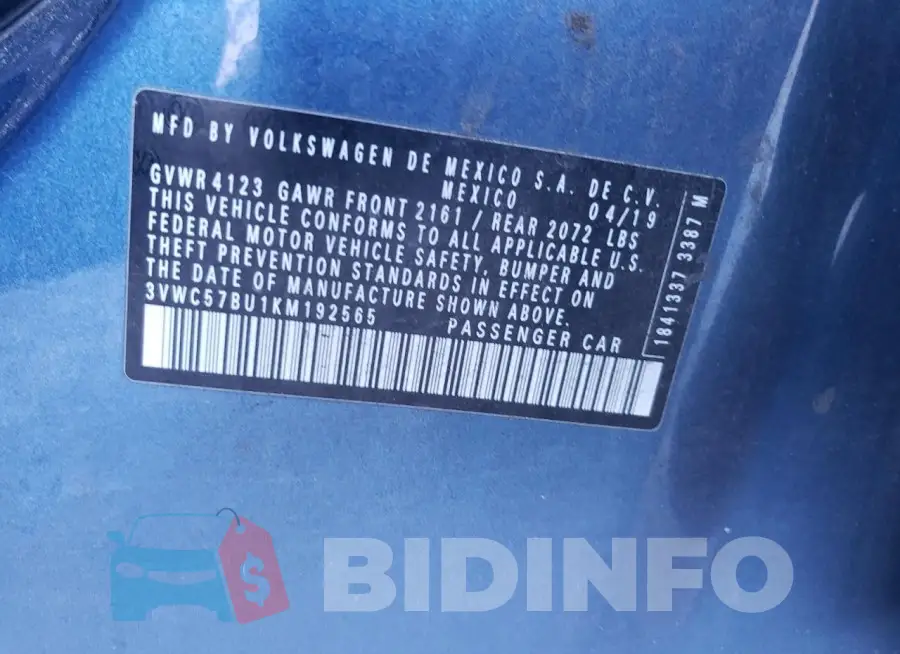 3VWC57BU1KM192565 Photo# 12