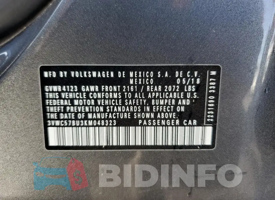 3VWC57BU3KM048323 Photo# 12