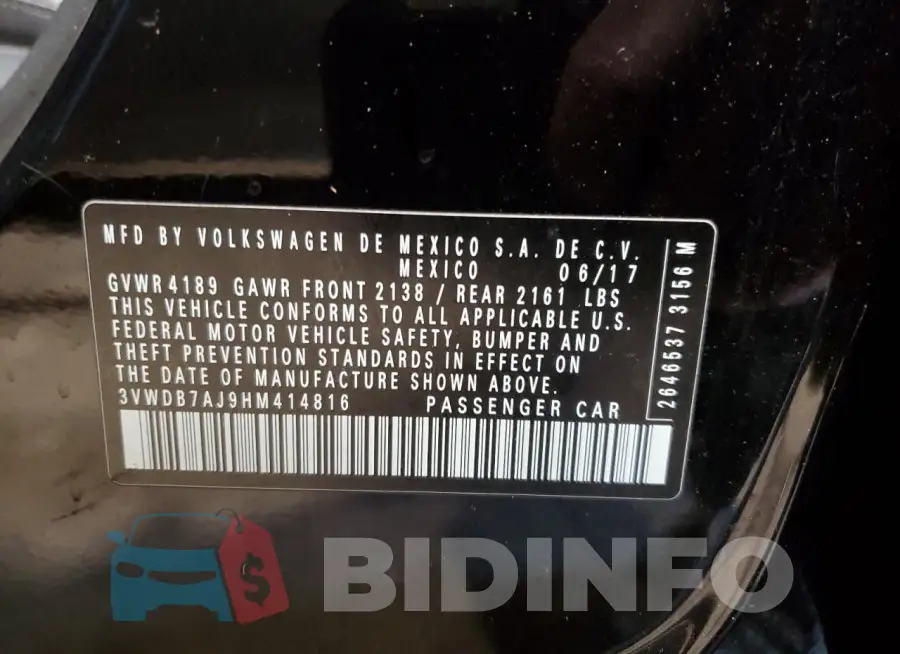 3VWDB7AJ9HM414816 Photo# 12