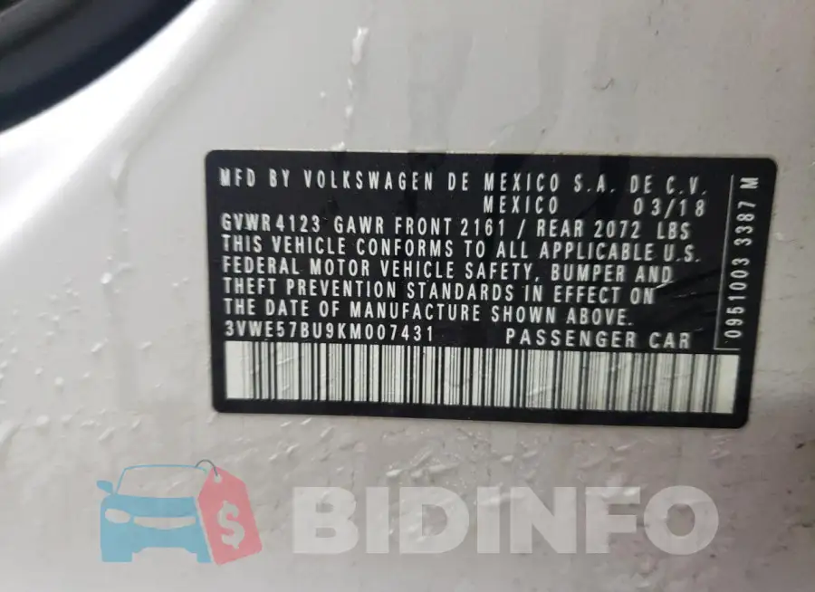 3VWE57BU9KM007431 Photo# 13