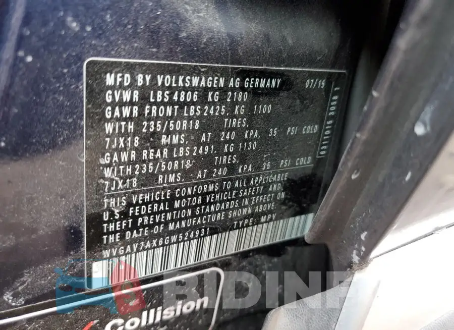 WVGAV7AX6GW524931 Photo# 12