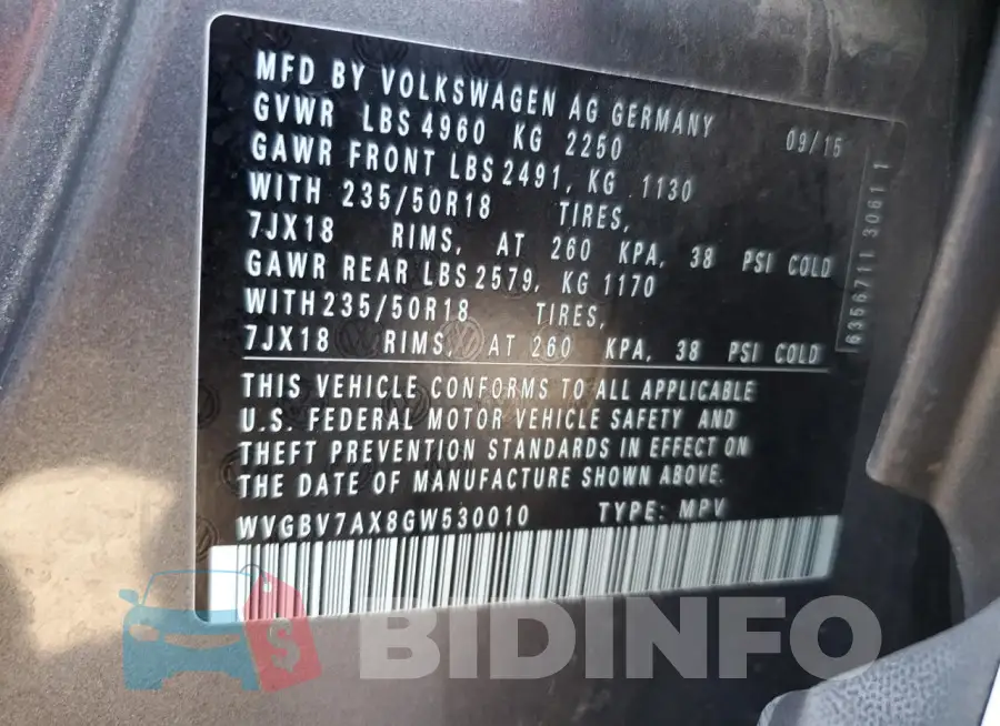 WVGBV7AX8GW530010 Photo# 13
