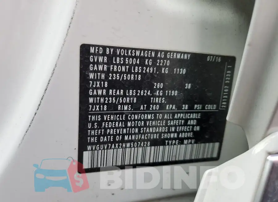 WVGUV7AX2HW507428 Photo# 12