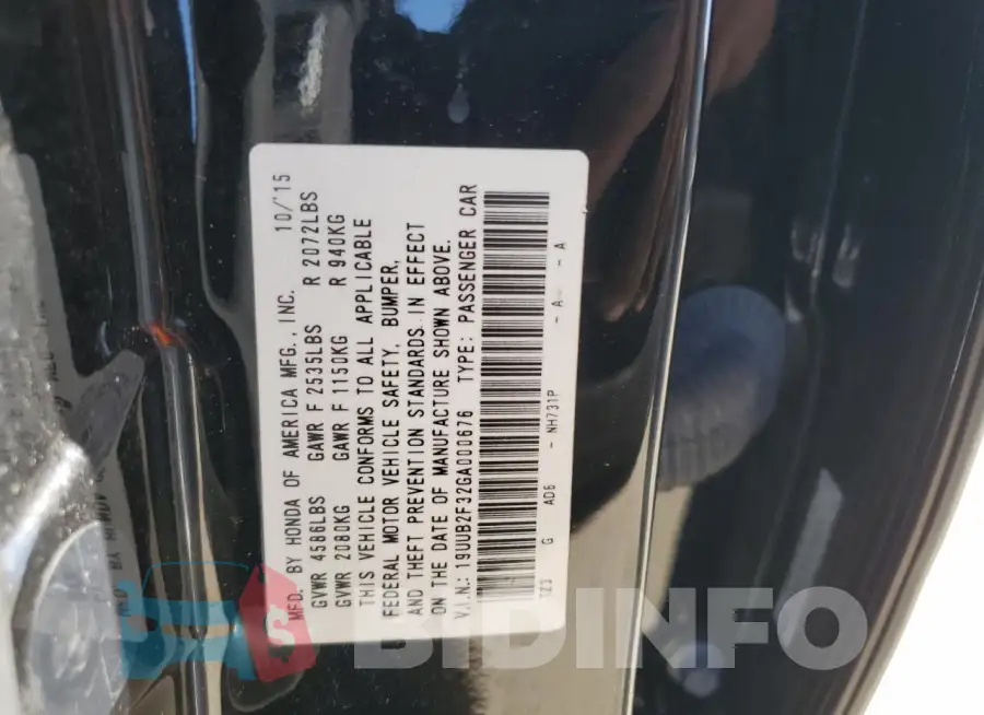 19UUB2F32GA000676 Photo# 12