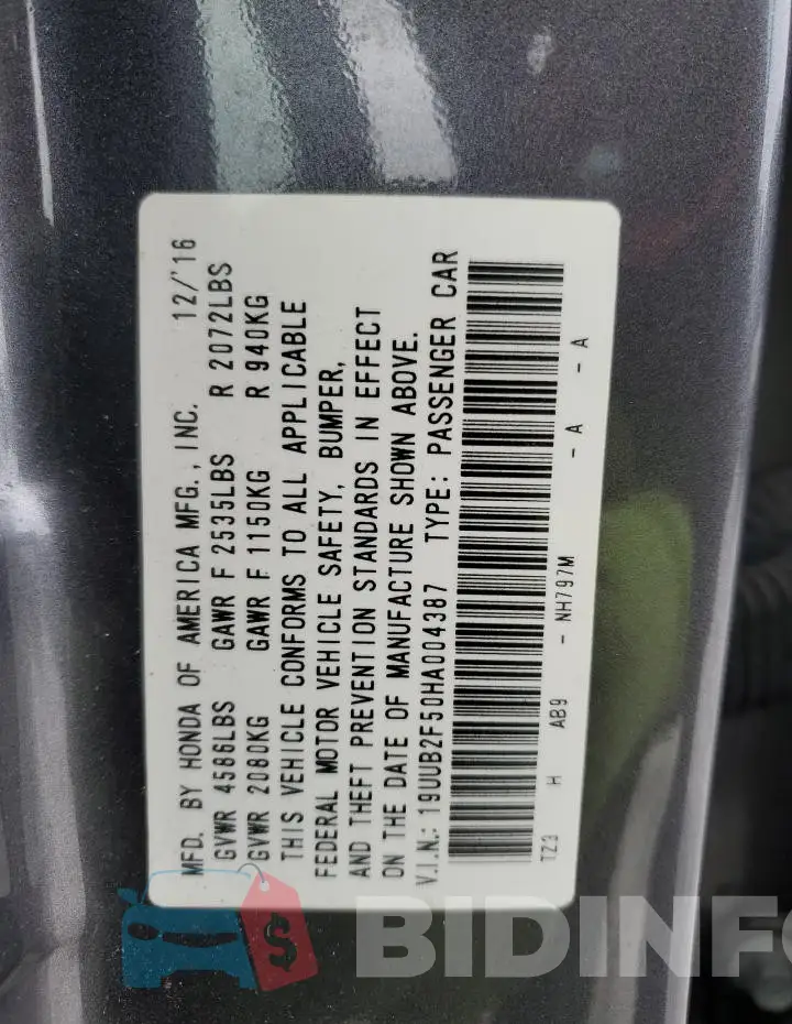 19UUB2F50HA004387 Photo# 12
