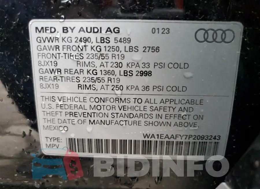 WA1EAAFY7P2093243 Photo# 14
