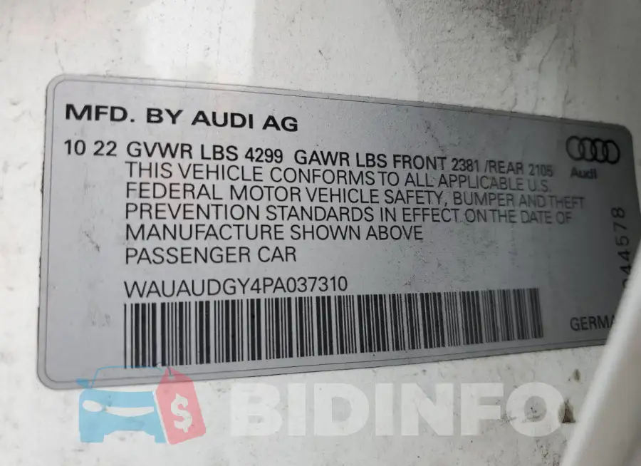 WAUAUDGY4PA037310 Photo# 12