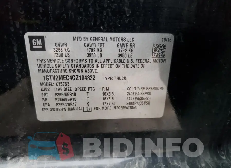 1GTV2MEC4GZ104832 Photo# 12