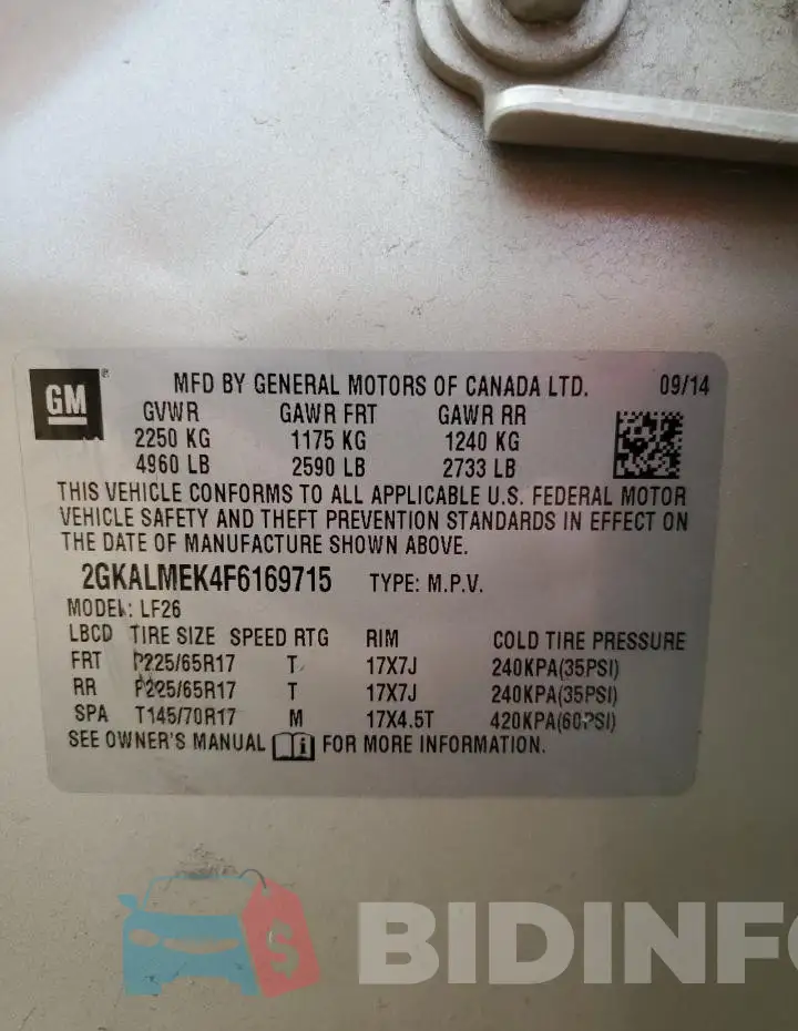 2GKALMEK4F6169715 Photo# 13