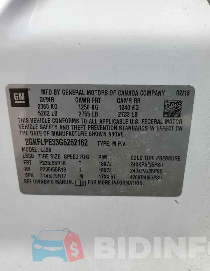 2GKFLPE33G6262162 Photo# 13