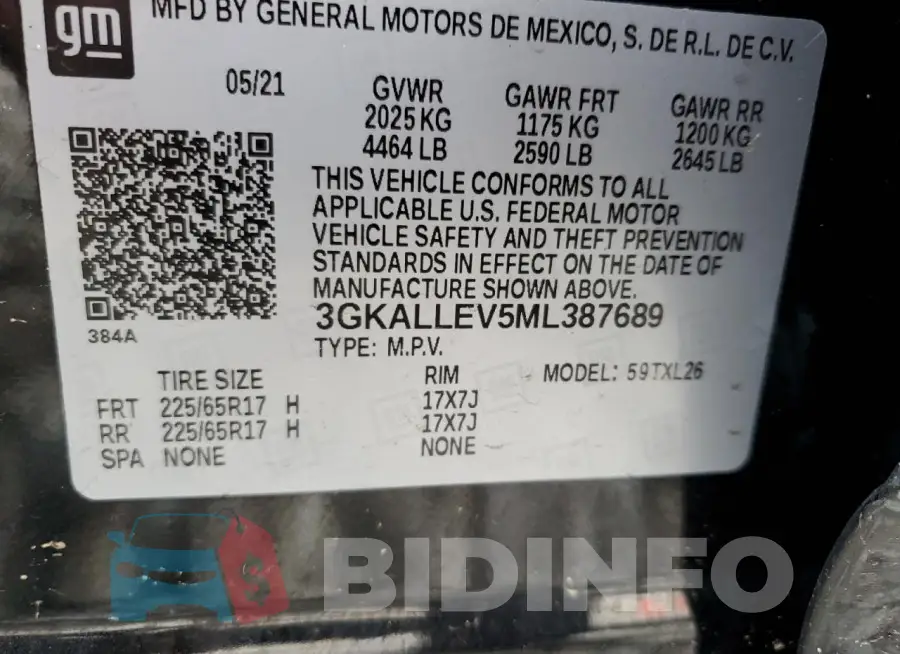 3GKALLEV5ML387689 Photo# 13