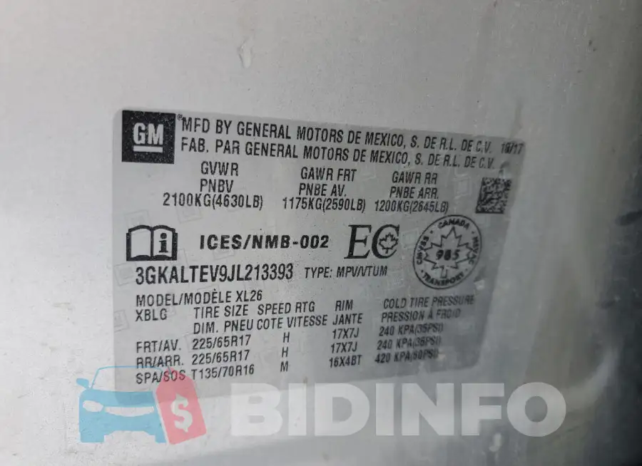 3GKALTEV9JL213393 Photo# 12
