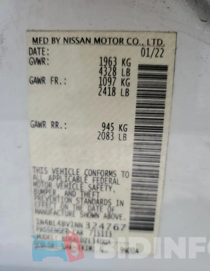 1N4BL4BV1NN324767 Photo# 12