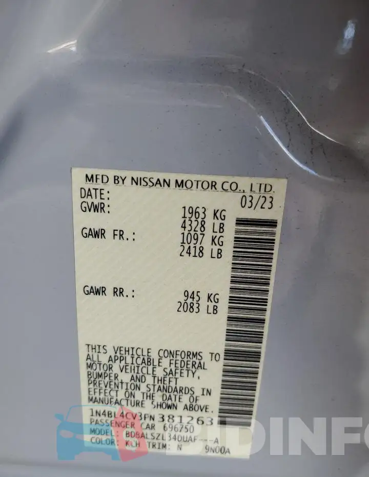 1N4BL4CV3PN381263 Photo# 13