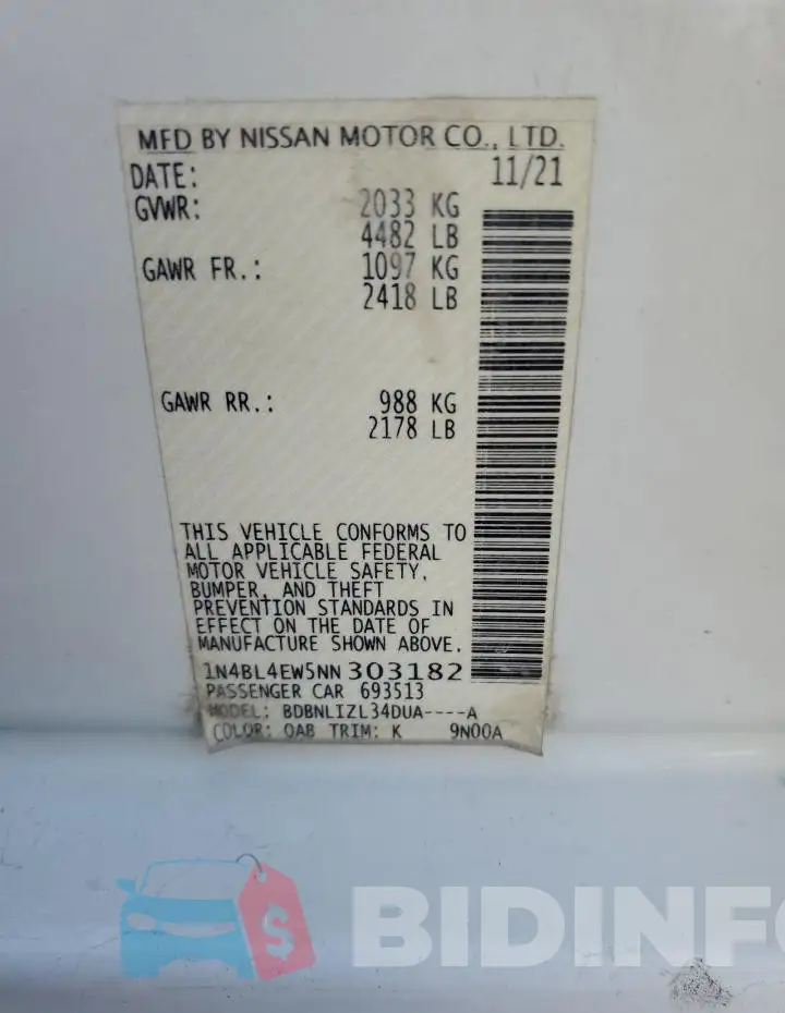1N4BL4EW5NN303182 Photo# 13