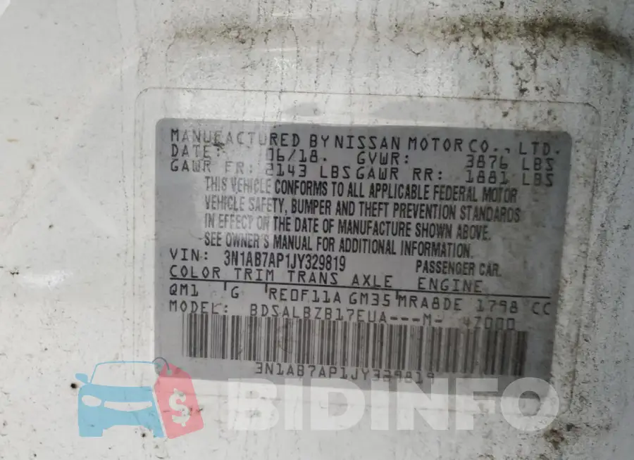 3N1AB7AP1JY329819 Photo# 12