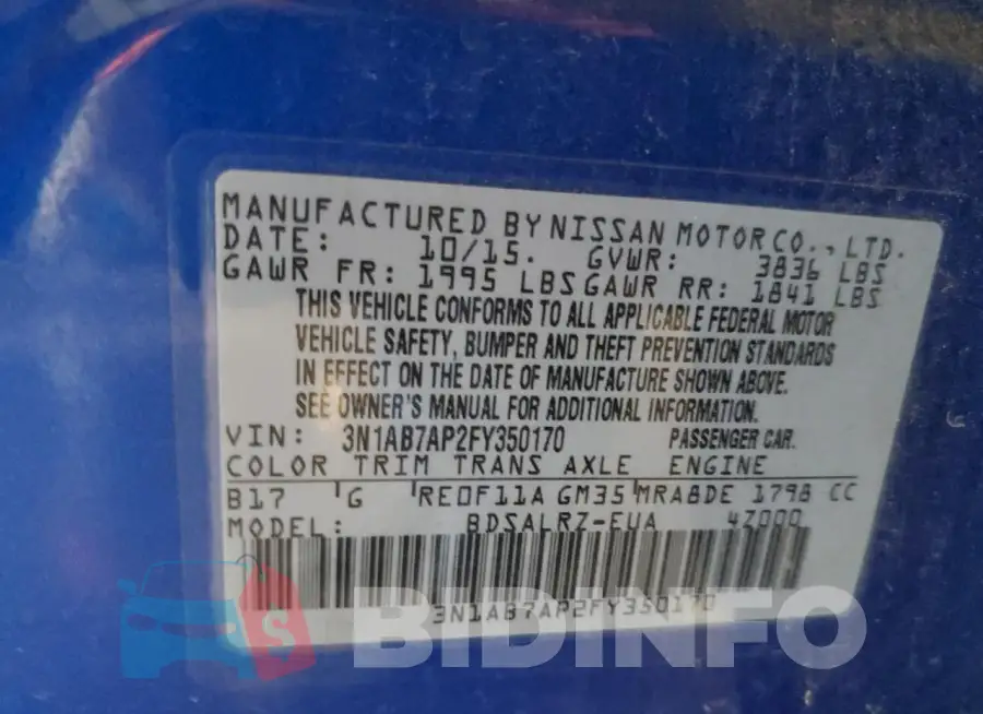 3N1AB7AP2FY350170 Photo# 12
