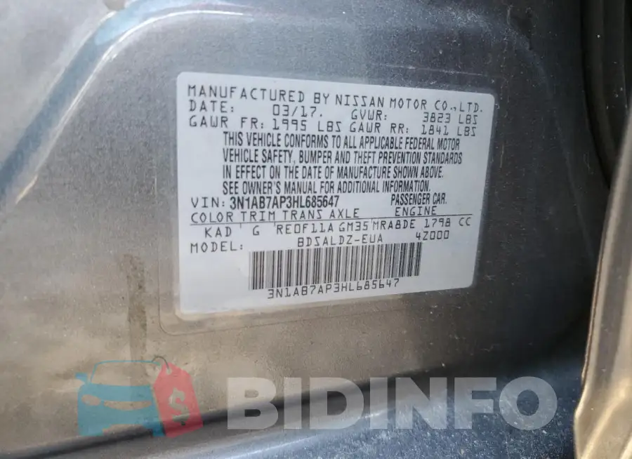 3N1AB7AP3HL685647 Photo# 12