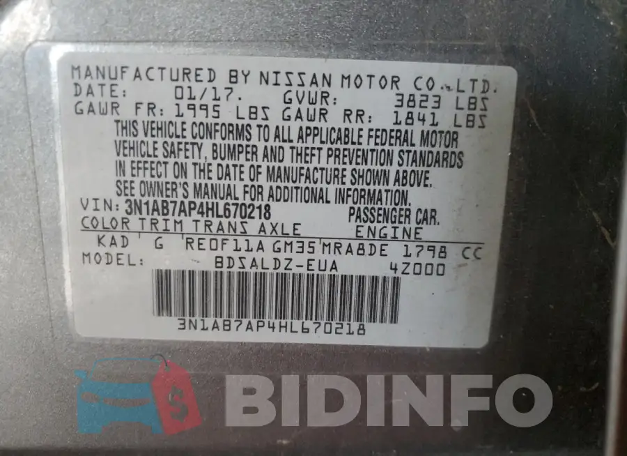 3N1AB7AP4HL670218 Photo# 12