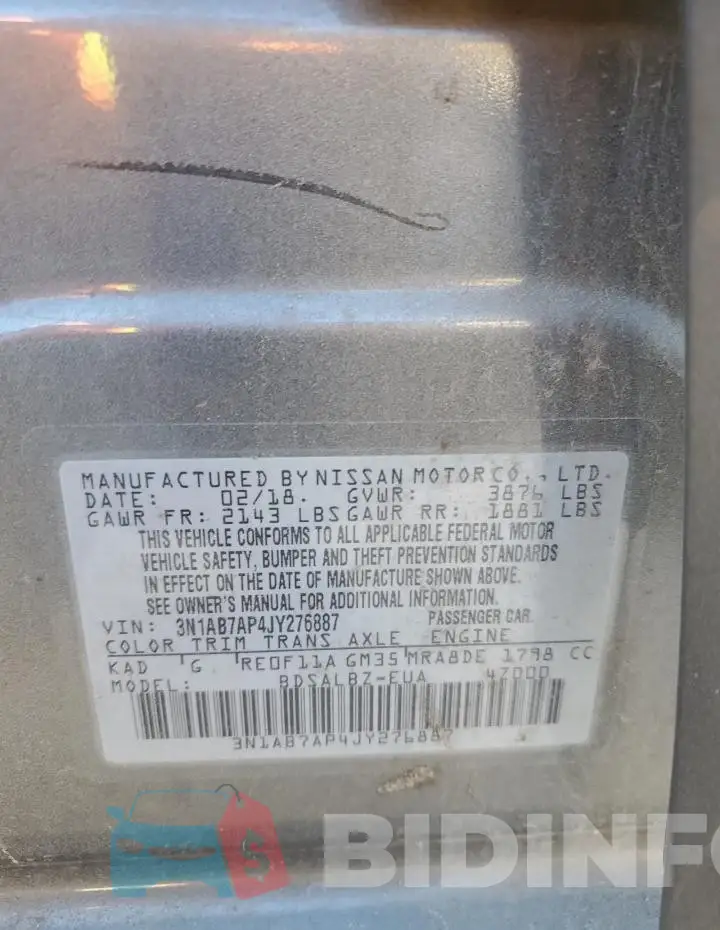 3N1AB7AP4JY276887 Photo# 12