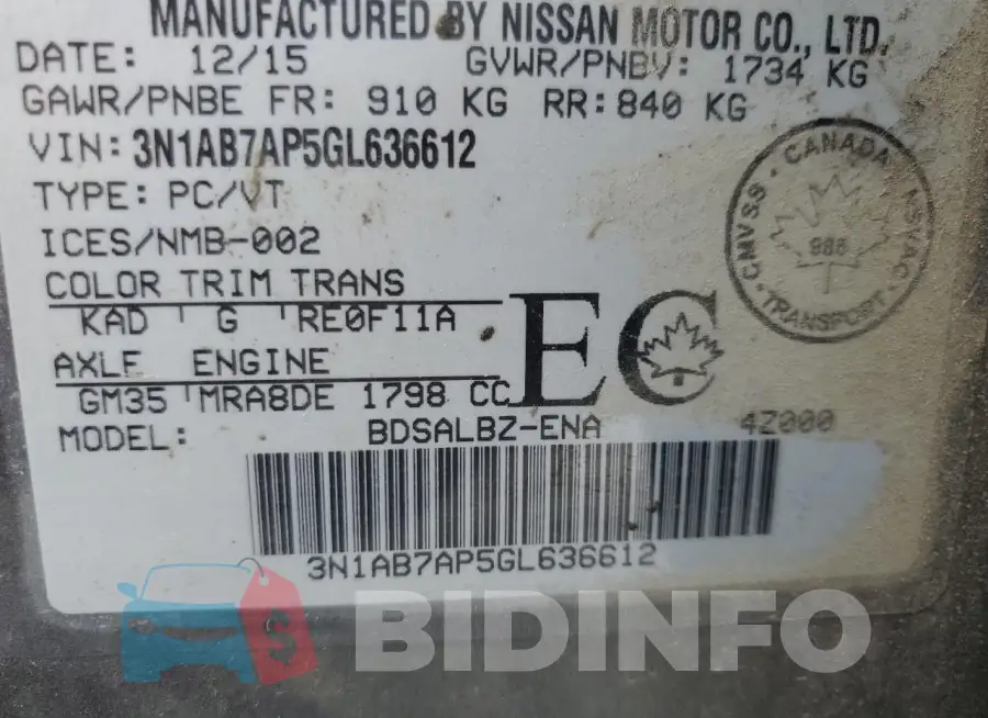 3N1AB7AP5GL636612 Photo# 12