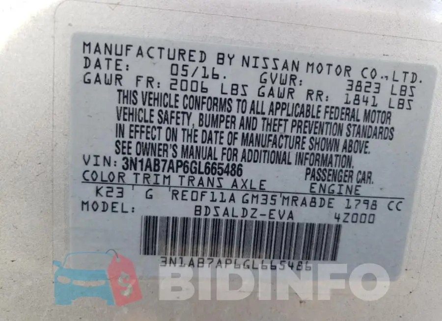 3N1AB7AP6GL665486 Photo# 13