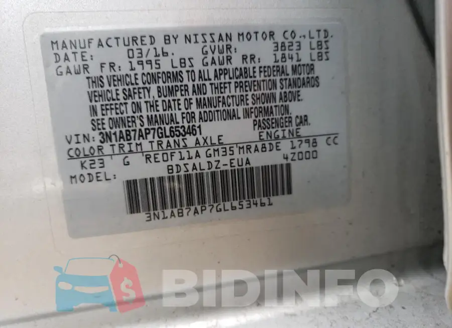 3N1AB7AP7GL653461 Photo# 12