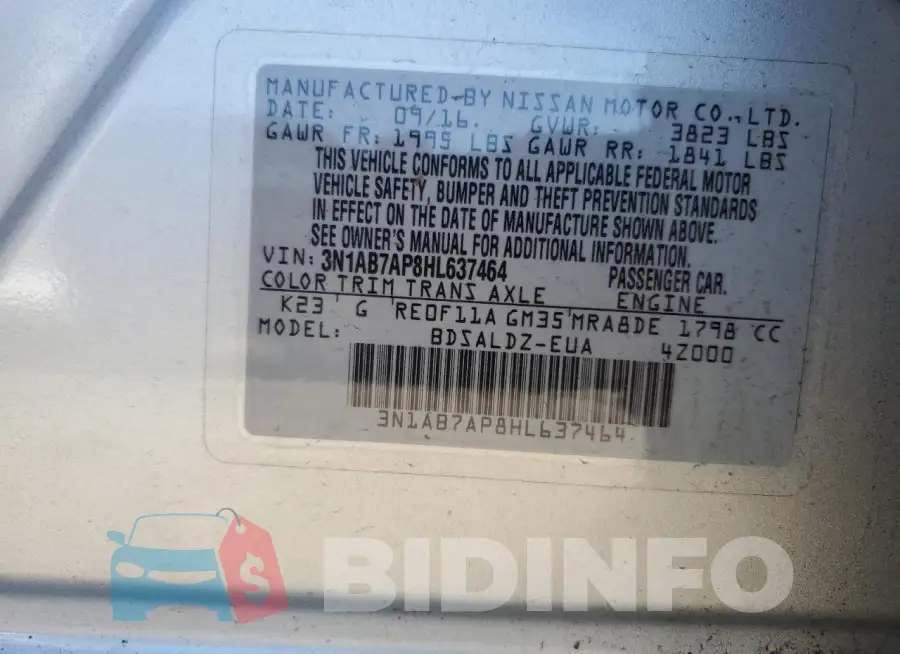 3N1AB7AP8HL637464 Photo# 12