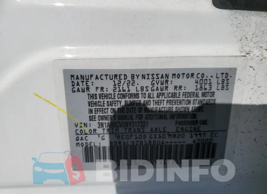 3N1AB8CV0NY317331 Photo# 12