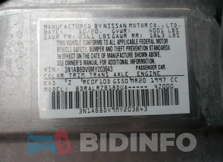 3N1AB8DV9MY203843 Photo# 12