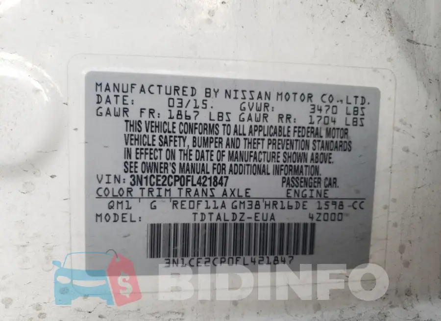 3N1CE2CP0FL421847 Photo# 12