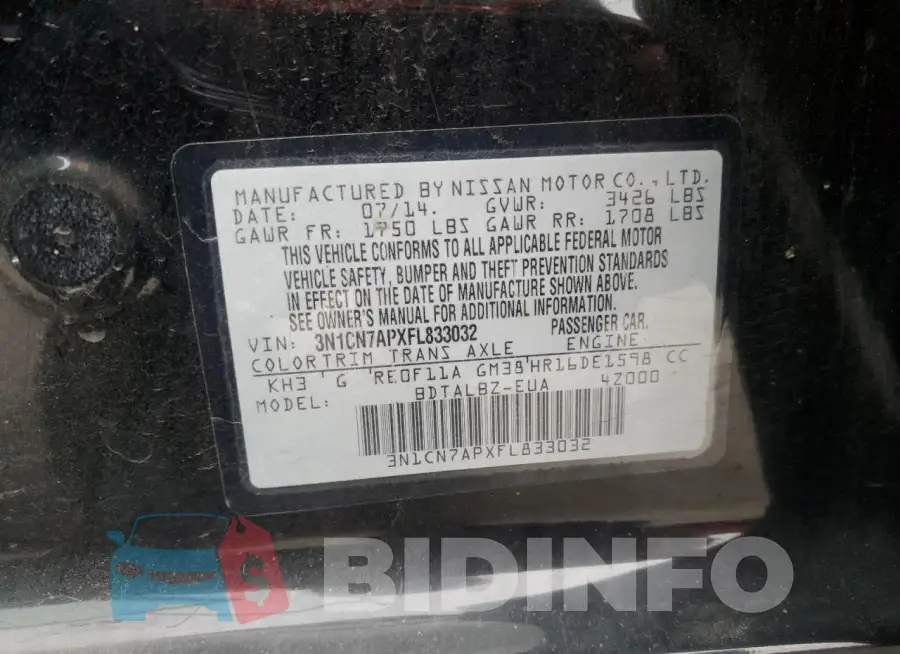 3N1CN7APXFL833032 Photo# 12