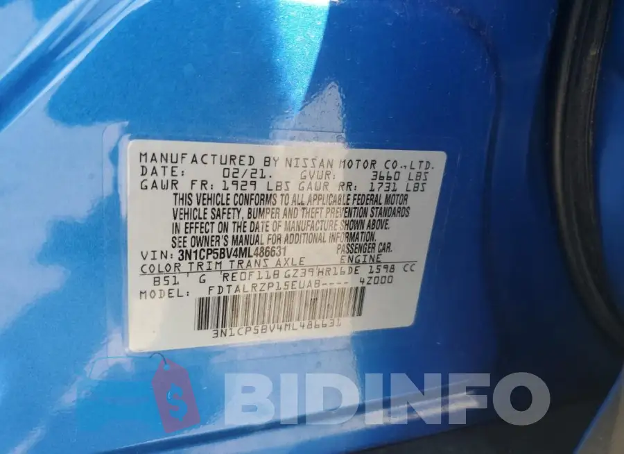 3N1CP5BV4ML486631 Photo# 12
