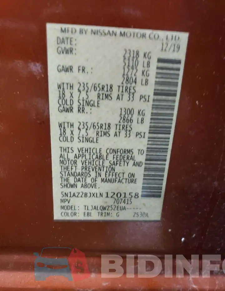 5N1AZ2BJXLN120158 Photo# 12